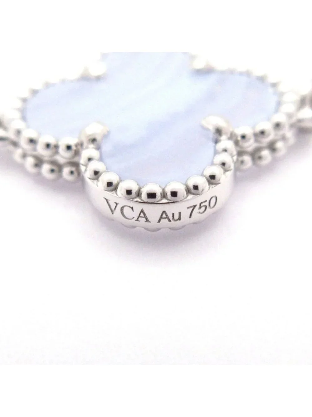 Van Cleef & Arpels Bracelet Vintage Alhambra 18k White Gold Light Blue Motif